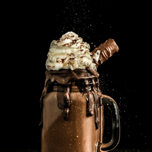 peanut butter cup milkshake with whipped cream